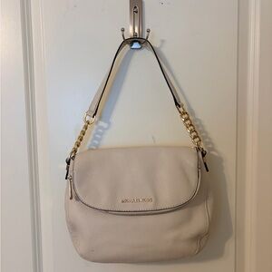 Michael Kors Beige Shoulder Bag with Gold Accents